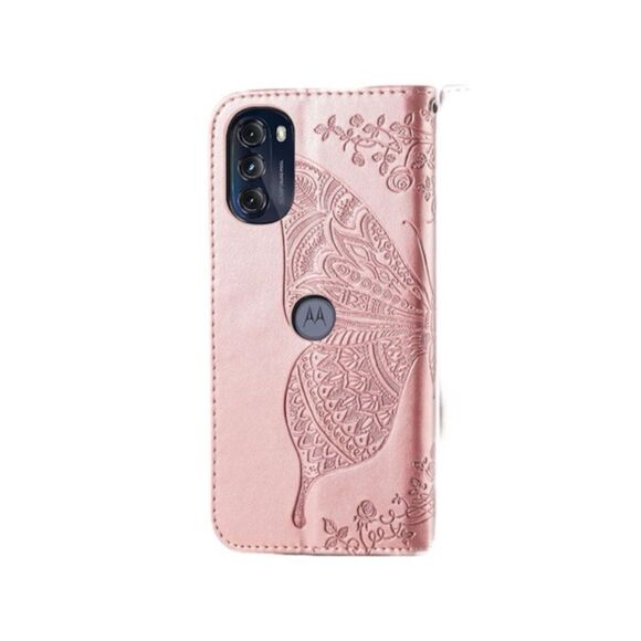 Motorola Moto G 5G 2022 Butterfly Wallet Phone Case In Rose Gold - Picture 2 of 5